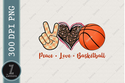 Peace Love Basketball Leopard Heart PNG