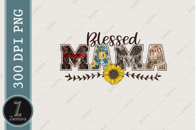 Mama Blessed Sublimation Western PNG