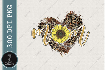 Mama Mom Sunflower Leopard Sublimation