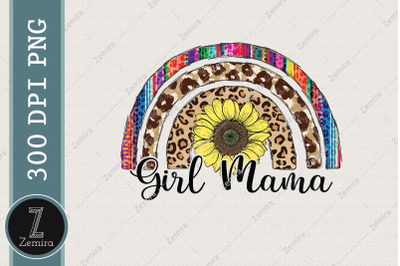 Girl Mama Rainbow Sunflower Leopard PNG