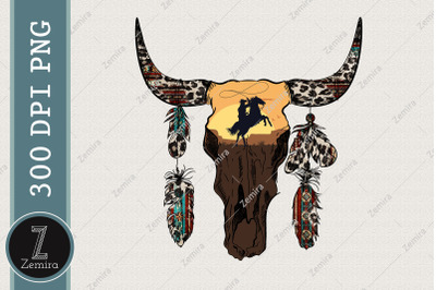 Boho Skull Western Cowboy Sublimation