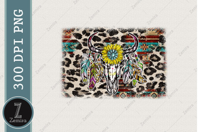 Boho Skull Western Turquiose PNG