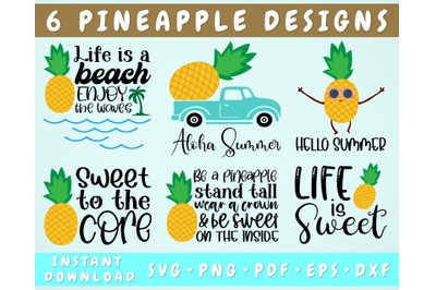 Pineapple Quotes SVG Bundle, 6 Designs, Pineapple Sayings SVG