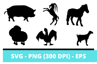 Silhouettes of Farm Animals for Cricut and Other Projects