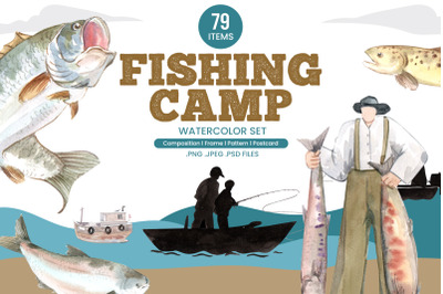 Fishing Camp Illustration Watercolor