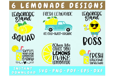 Lemonade Stand SVG Bundle, Lemonade SVG, 6 Designs, Lemonade Stand PNG