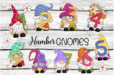 Whimsical Number Gnomes - Sublimation Clipart