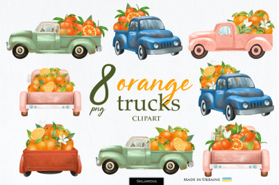 Trucks with oranges clipart