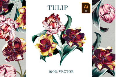 Baroque vector tulip illustration