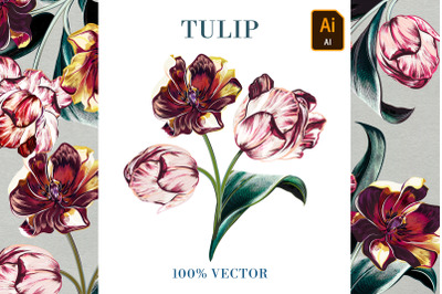 Baroque vector tulip illustration 3