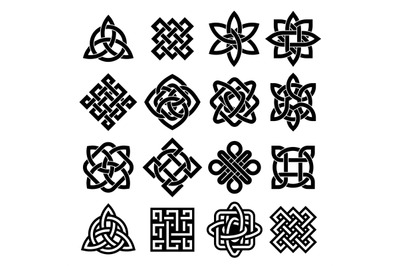 Celtic trinity. Irish knot, pagan tattoo icon and intertwined line loo