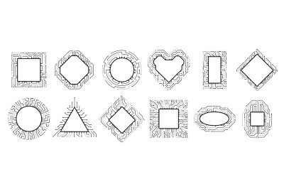 Microchip frame. Electronic chip, CPU border and digital circuit line