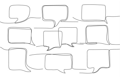 One line speech bubble. Comment template, opinion text messages and ch