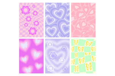 Y2k backgrounds. Groove backdrop with flowers&2C; butterflies and hearts.