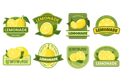 Lemonade label. Fresh and natural lemonades tag with yellow lemon frui