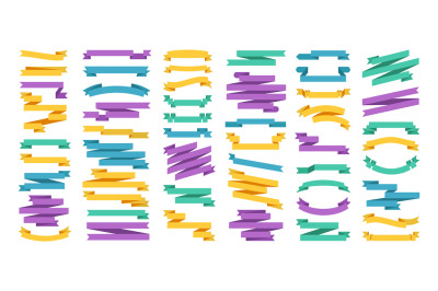 Ribbon banner set. Sign title frame, vintage label and color geometric