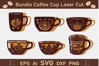 Bundle Coffee Cup Laser Cut SVG,
