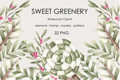 Watercolor Set &quot;Sweet Greenery&#039;