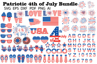 Patriotic 4th of July Bundle SVG PNG DXF Independence Day