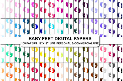 Baby Feet Print Background Digital Paper
