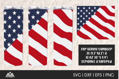 Waving USA Flag Skinny Tumbler 20 | 30 Oz Svg Design