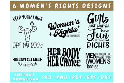 Women&#039;s Rights SVG Bundle, 6 Designs, Women&#039;s Rights Are Human Rights