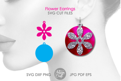 Floral earrings SVG, faux leather earrings SVG, stacked earrings