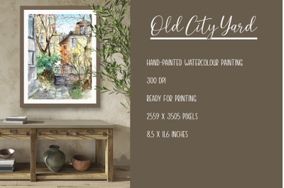 Old City Yard - Watercolour Print