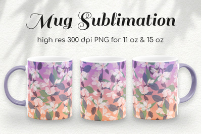 Gradient Sakura Flowers 11 and 15 Oz Coffee Mug Sublimation