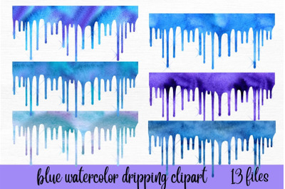 Blue Watercolor Dripping Clipart