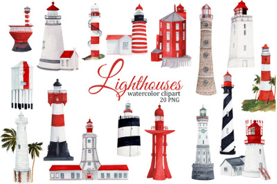 Watercolor lighthouses clipart, lighthhouse PNG