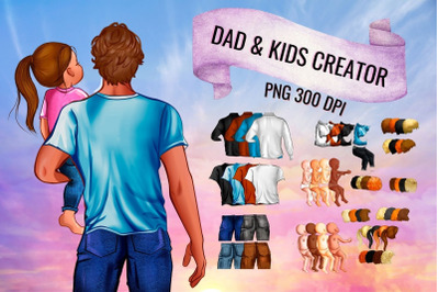 Dad &amp; Kids Family Creator Clipart