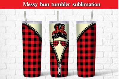 Messy bun tumbler sublimation design | Messy bun mom life