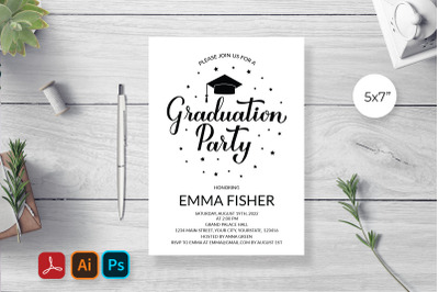 Graduation Party Invitation Template, Editable Grad Party Invite, Grad