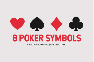 8 Playing Card Poker Symbols Set