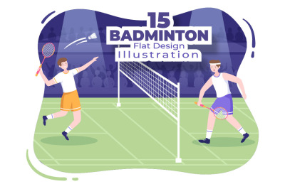 15 Badminton Player Design Illustration