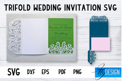 Trifold Wedding Invitation Card | Pop Up SVG Card | Wedding SVG