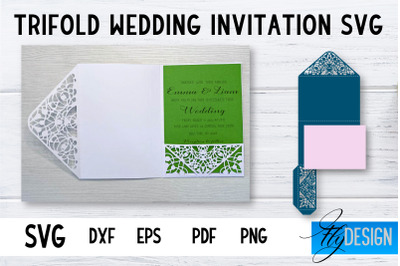 Trifold Wedding Invitation Card | Pop Up SVG Card | Wedding SVG