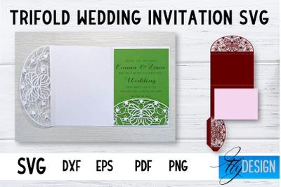 Trifold Wedding Invitation Card | Pop Up SVG Card | Wedding SVG