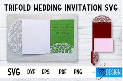 Trifold Wedding Invitation Card | Pop Up SVG Card | Wedding SVG