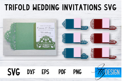 Trifold Wedding Invitation Card Bundle | Pop Up SVG Card | Wedding SVG