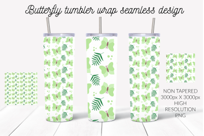 Green butterfly seamless pattern tumbler wrap design