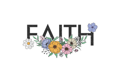 Faith In God Floral Clipart Sublimation Christian Design