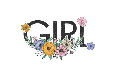 Girl Flowers vector For Lover Sublimation Design