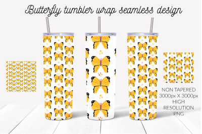 Yellow butterfly seamless pattern tumbler wrap design