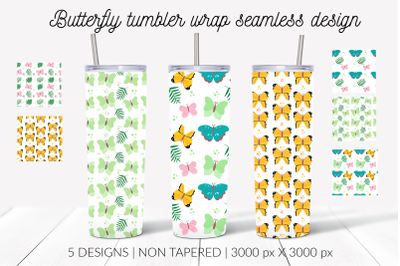 Summer butterfly seamless patterns tumbler wrap BUNDLE