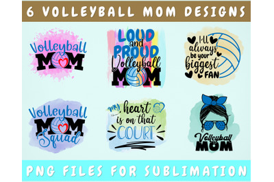 Volleyball Mom Sublimation Designs Bundle&2C; 6 Volleyball Mom PNG Files