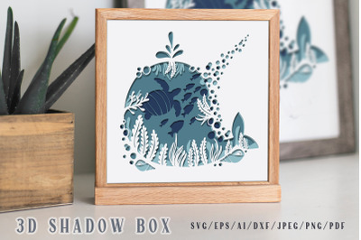 Ocean 3D Shadow Box - Layered Papercut - Cutting Files - SVG