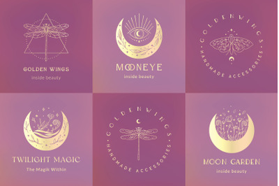 Premade Logo Designs Collection. Gold Option. Esoteric Mystic. Part 2.