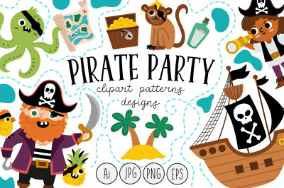 pirate party clipart and designs